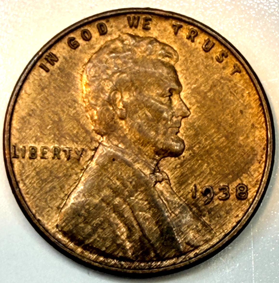 1938 Lincoln Wheat Cent WOODY Alloy Mix ERROR AU/BU COIN RED BROWN
