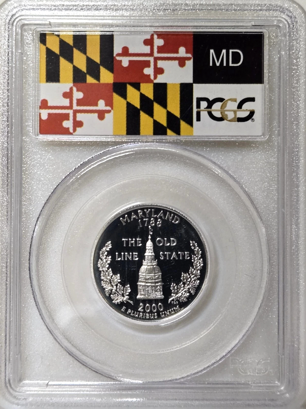 ✅ 2003-S Maryland 90% SILVER Washington Quarter ~PCGS PR69DCAM State Flag Label