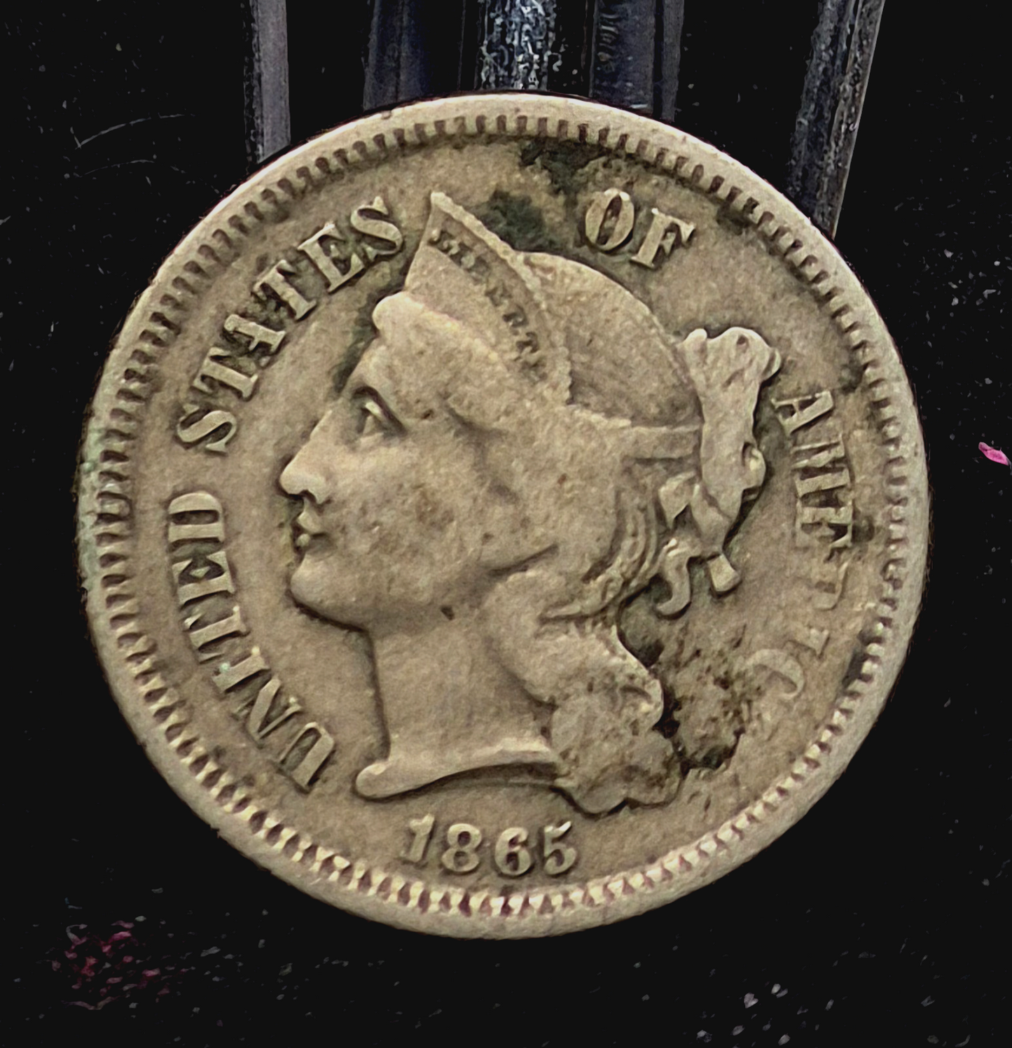 1865 Liberty Head Three Cent Nickel 3C Civil War Coin VF Features 1st Year 3C