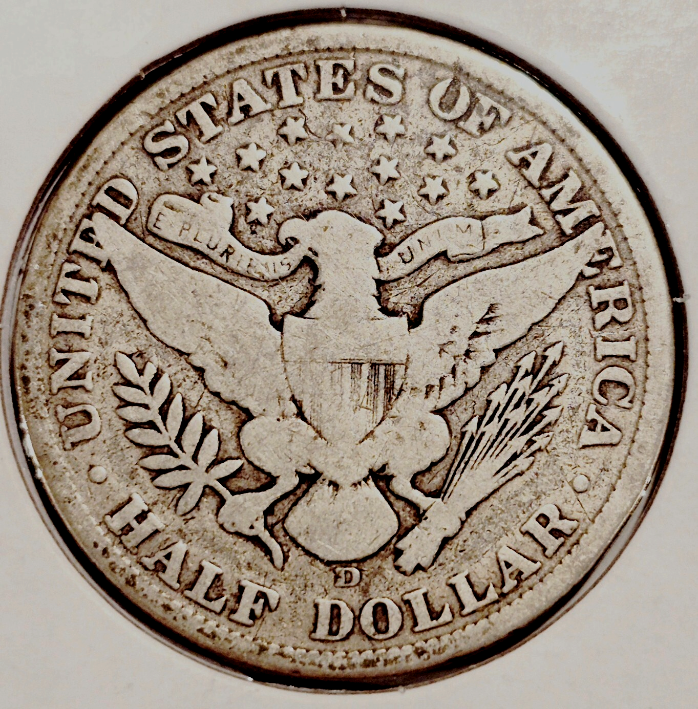 1908 D Barber Half Dollar 90% Silver G-VG Features Full Motto 50C