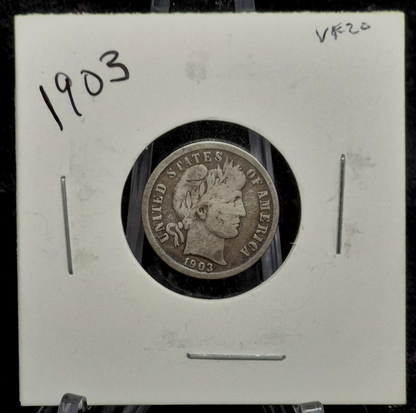1903 Barber Dime 🥈90% Silver🥈Very Fine Detailed Circulated Condition