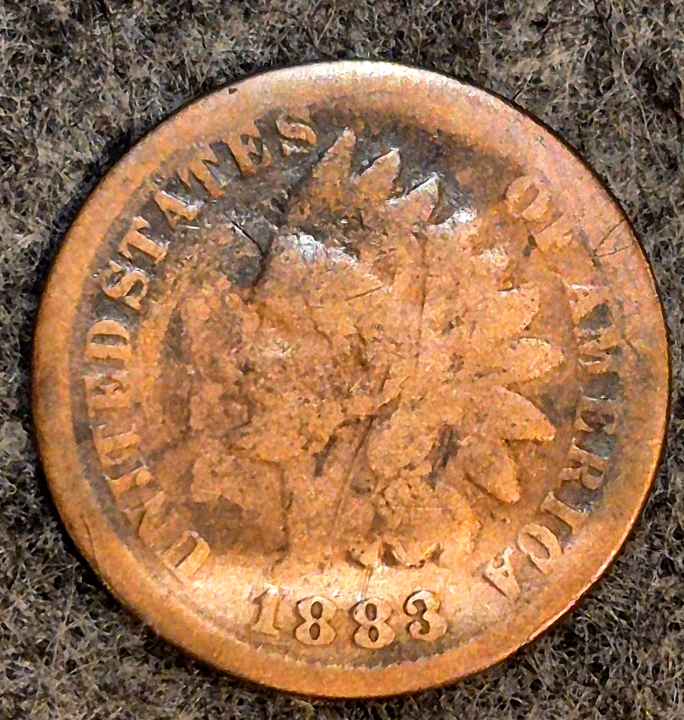1883 Indian Head Cent Penny AG or Less Features, Hole Filler, Coin Pictured 1C