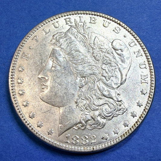 1882 Morgan Silver Dollar $1 AU BU 90% Silver Philadelphia Bright Luster US Coin
