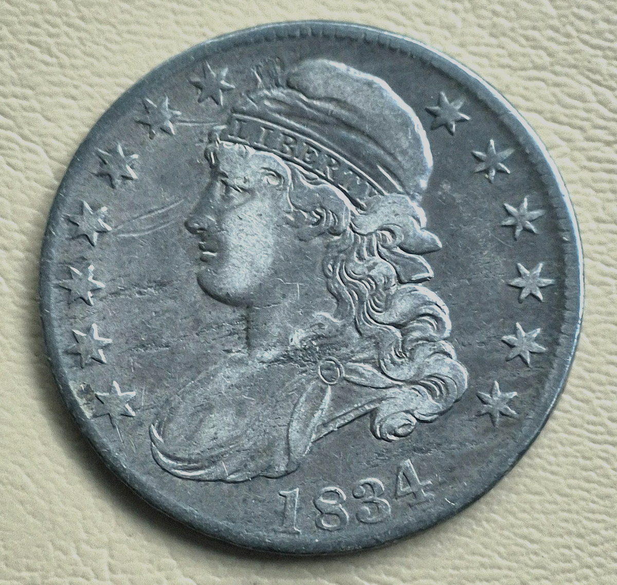 1834 Cap Bust Half Dollar Full Letter Edge Large Letter Large Date XF Features