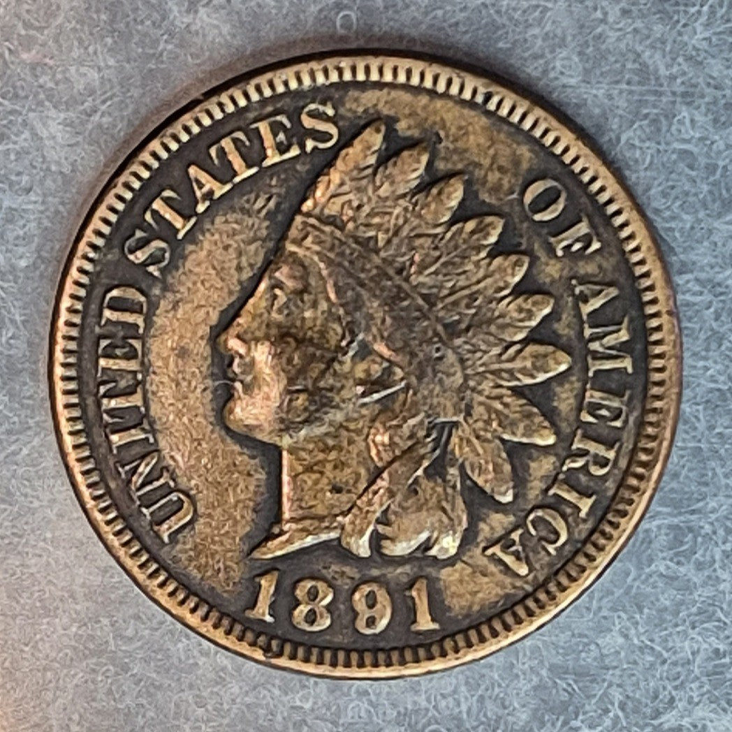 1891 Indian Head Cent Penny 1C VF Very Fine Bronze Philadelphia 19th Century