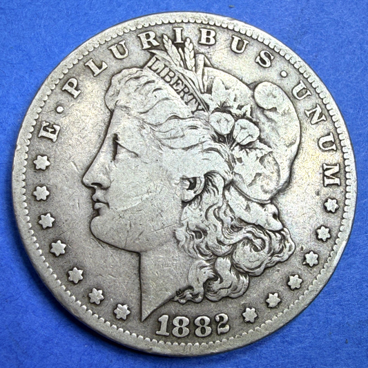 1882-S Morgan Silver Dollar $1 F Fine 90% Silver US Coin San Francisco Mint