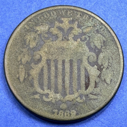 1869 Shield Nickel 5C G Good No Rays 19th Century Type Coin Antique US Nickel
