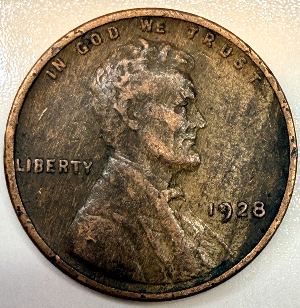 1928 Lincoln Wheat Cent WOODY Alloy Mix ERROR AU/BU COIN RED BROWN 1c Penny