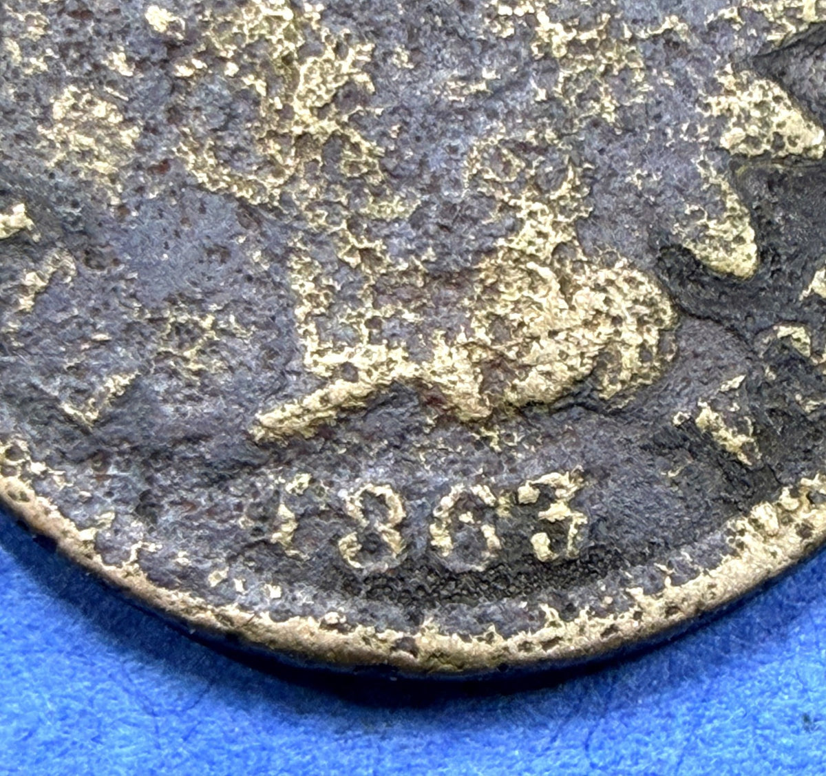 1863 Indian Head Cent Penny 1C Civil War Date Copper Nickel Dark Surfaces G
