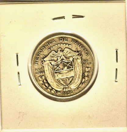 Panama 1953 1/4 Balboa Crisp AU Features 90% Silver Very Rare Low Mintage