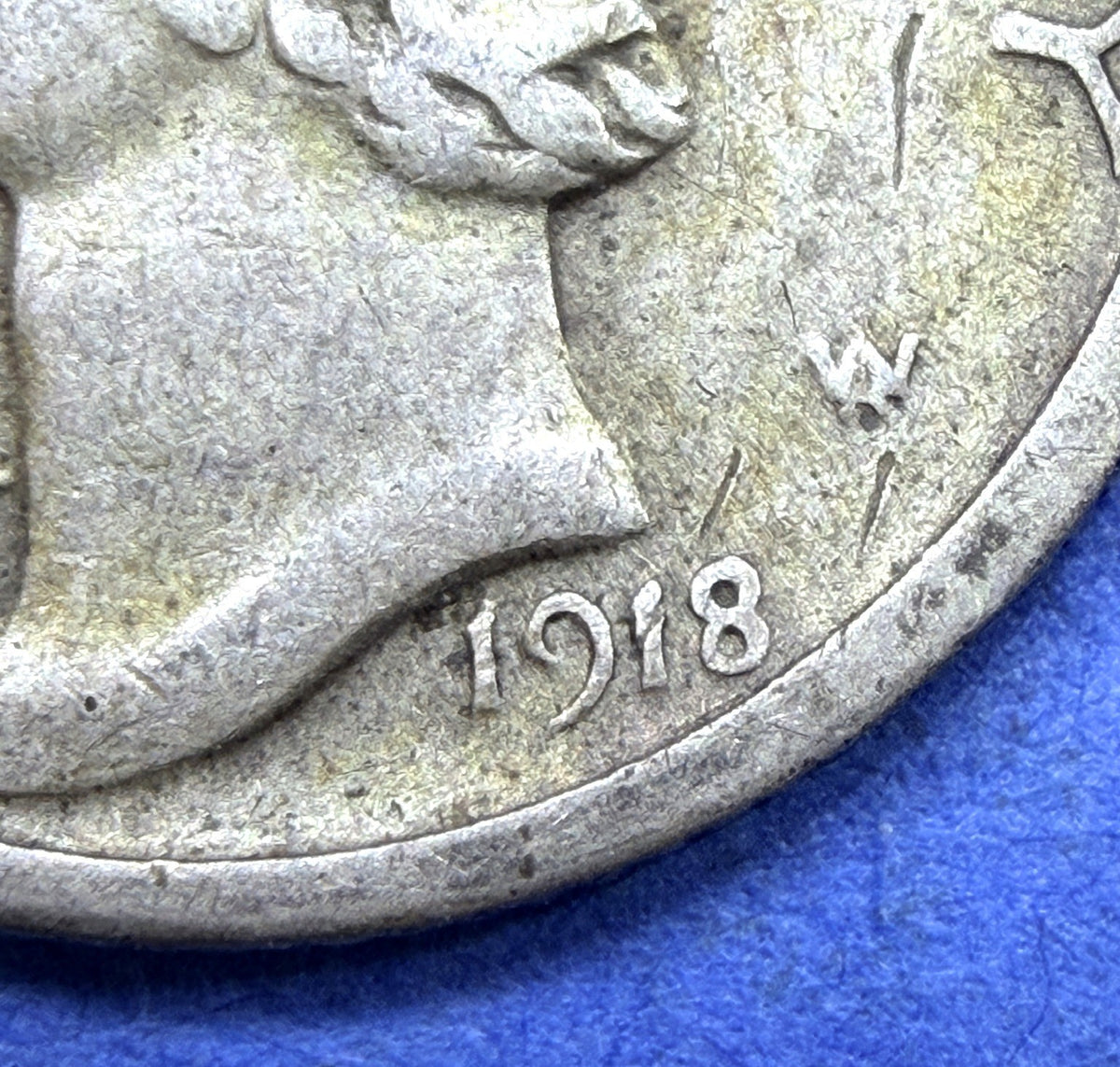 1918 Mercury Dime 10C 90% Silver VF Details W Counterstamp Graffiti Disclosed