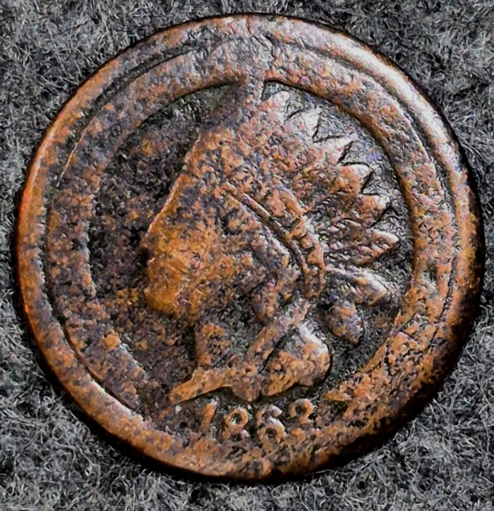 1863 Civil war token Indian head/ Not one cent .  F-95/368a    Scarce