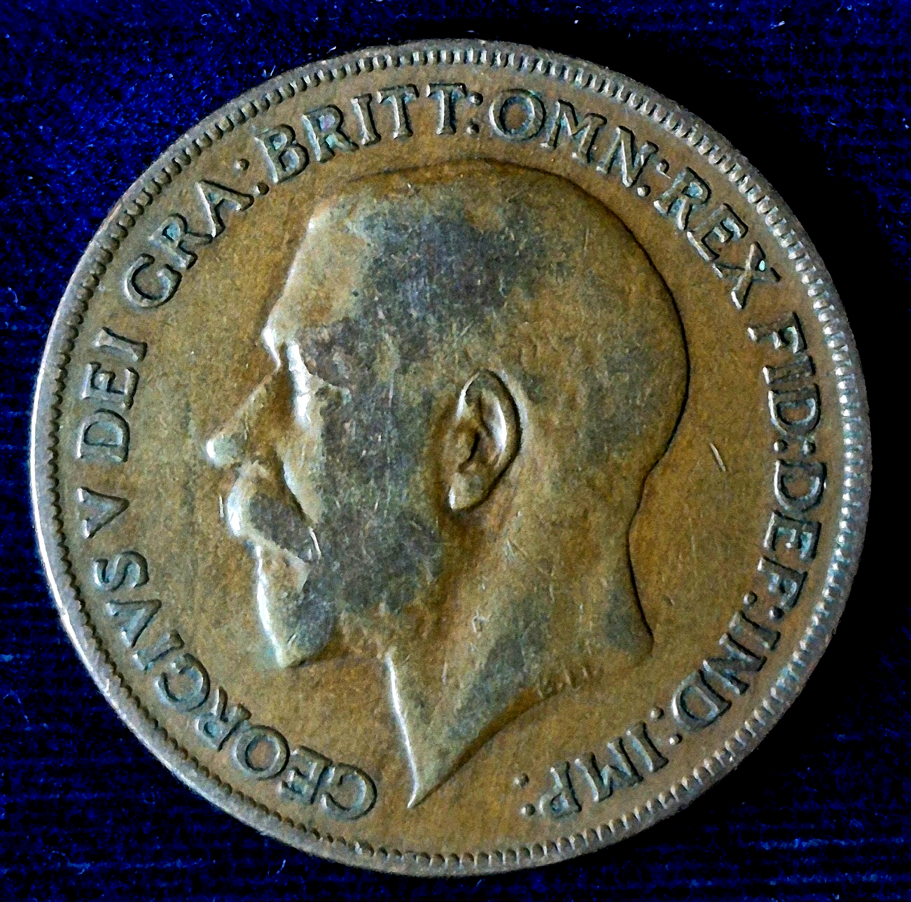 1921 Great Britain One Penny King George V Clear Details VF-XF Features This One
