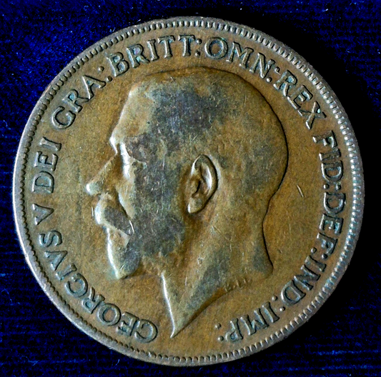 1921 Great Britain One Penny King George V Clear Details VF-XF Features This One