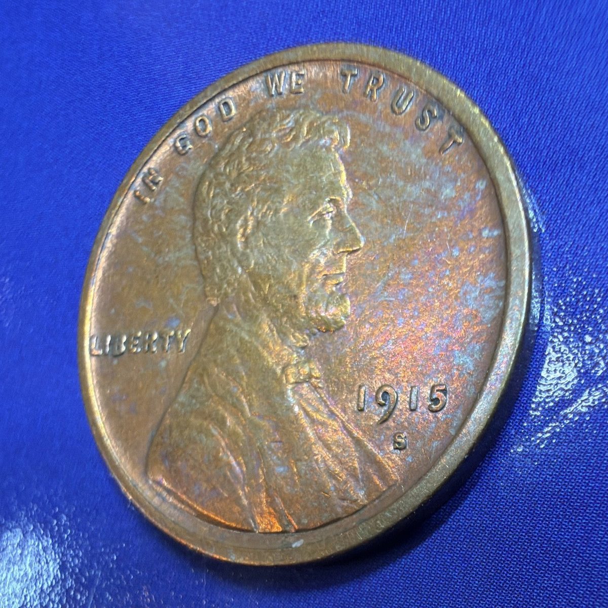 1915-S Lincoln Wheat Cent, BU, Toned Red Brown, San Francisco