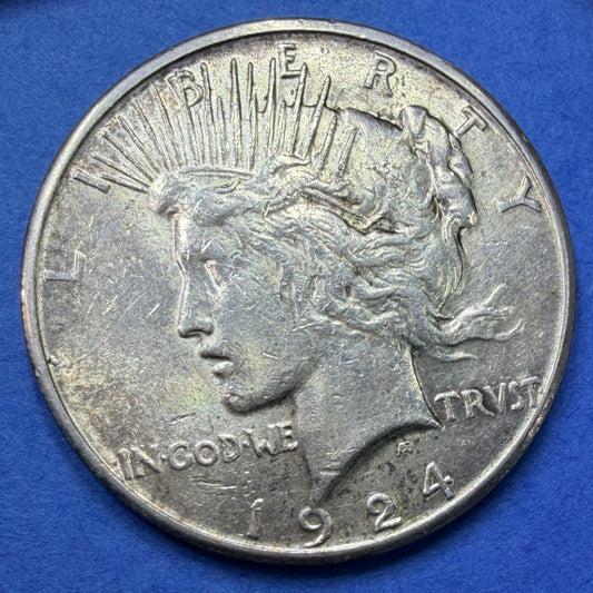 1924-S Peace Silver Dollar AU Semi Key Date Low Mintage 1.7M San Francisco Mint