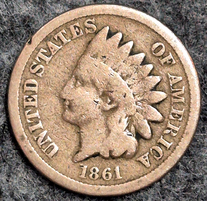 1861 Indian Head Cent Good Features  Type II Chunky Oak Wreath Coin Shown