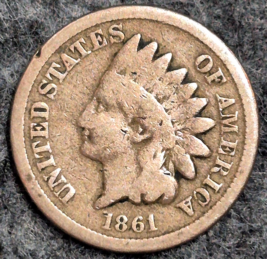 1861 Indian Head Cent Good Features  Type II Chunky Oak Wreath Coin Shown