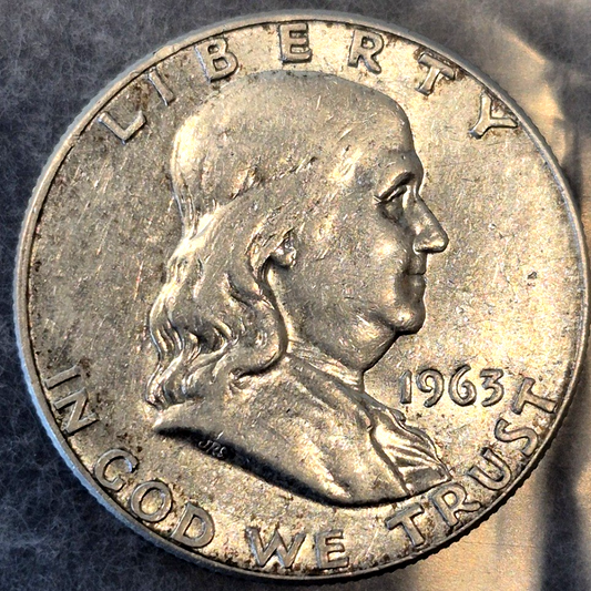 1963 D Franklin Half Dollar 50C 90% Silver XF Last Year of Issue Denver Mint