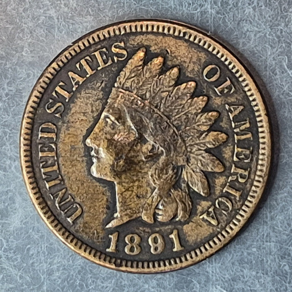 1891 Indian Head Cent Penny 1C VF Very Fine Bronze Philadelphia 19th Century