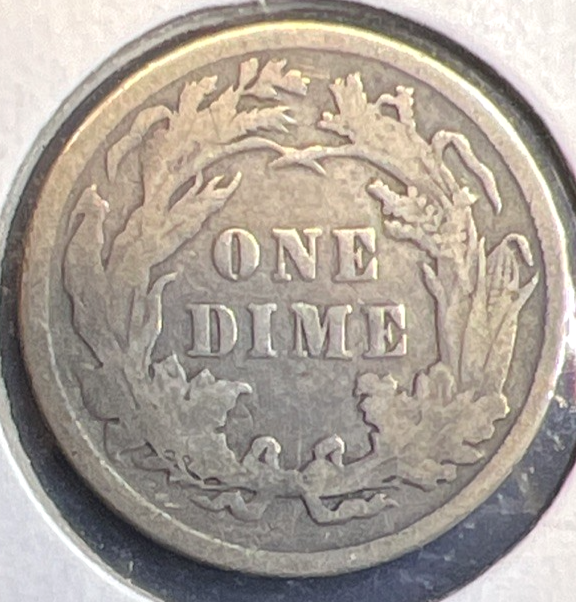 1891 Liberty Seated Dime 90% Silver 10c Coin Full Liberty Very Fine+ Last Year