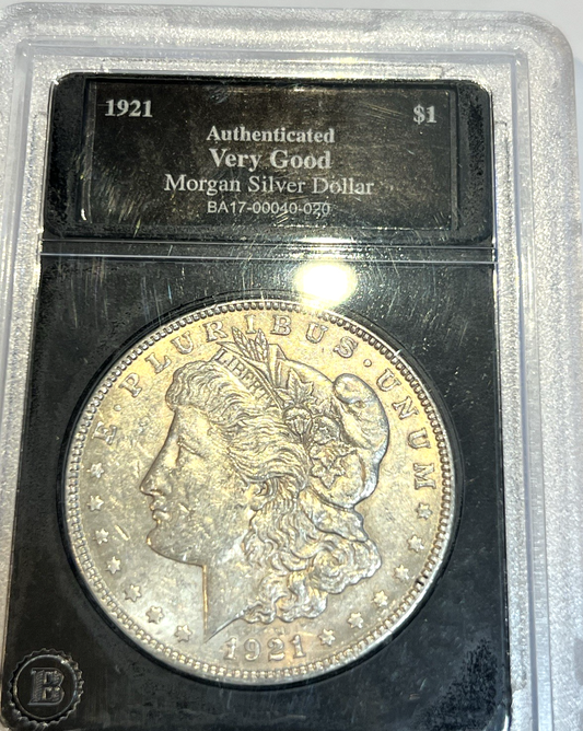 🔥1921 Morgan Silver Dollar 💎BA Authenticated💎 Very Good Condition In Slab