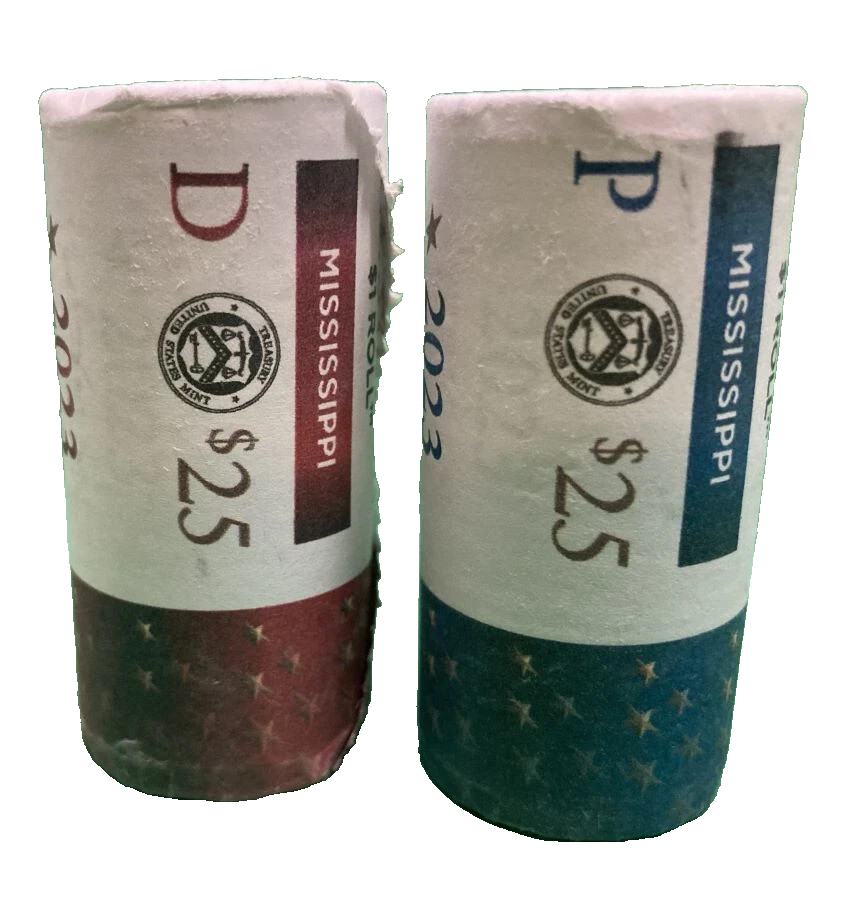 Set of 2 ~ 2023 P&D MISSISSIPPI INNOVATION DOLLAR ROLLS  Sealed Boxes