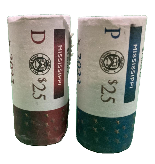 Set of 2 ~ 2023 P&D MISSISSIPPI INNOVATION DOLLAR ROLLS  Sealed Boxes