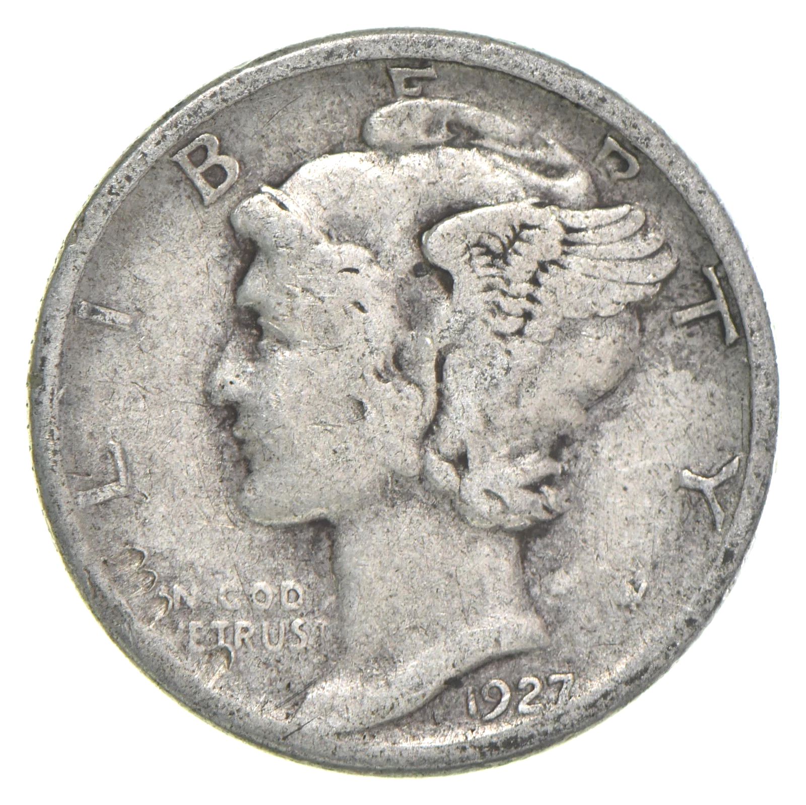 G-VG+ 1927-P Mercury 90% SILVER Dime Average Circulated Condition