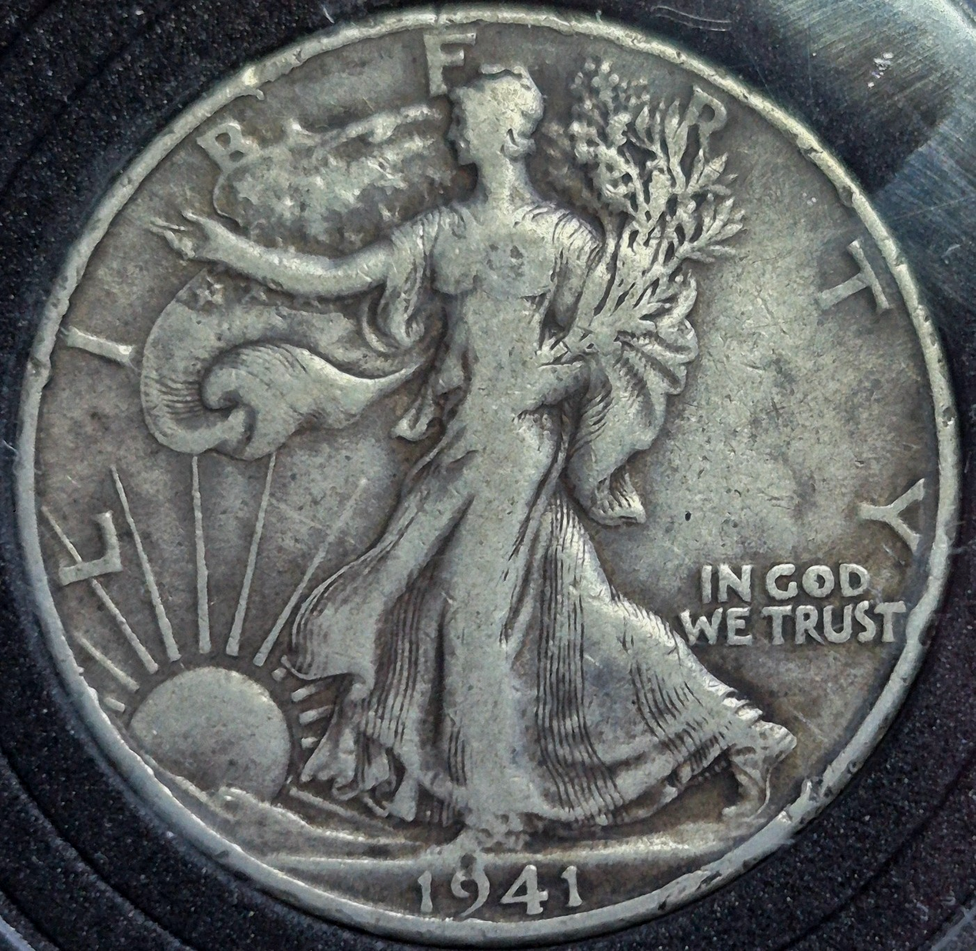 1941-D Walking Liberty Half Dollar XF+ Features 90% Silver Denver Collector Case