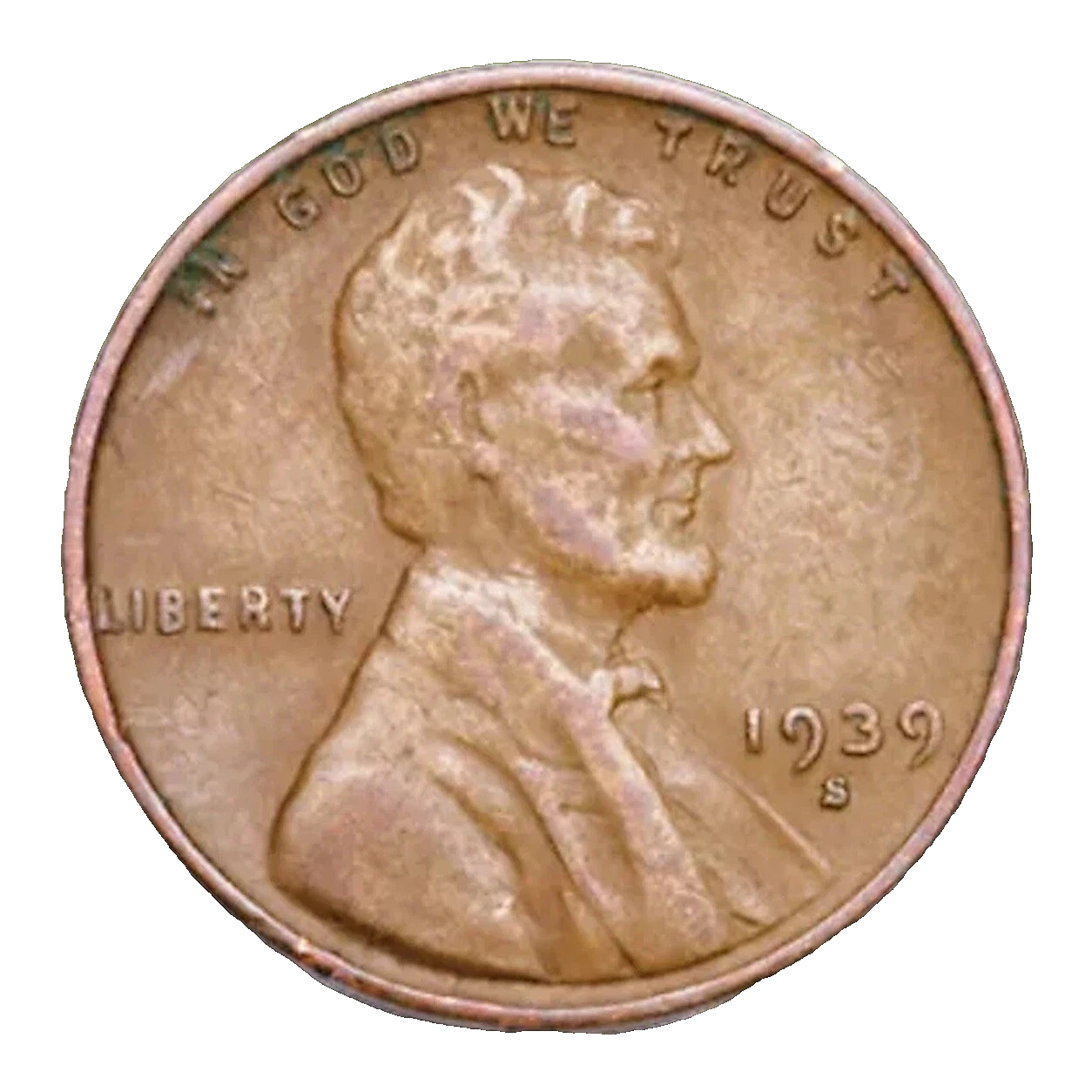 ✅ 1939-S Lincoln Wheat Cent Good -  Fine Circulated Condition Copper Penny