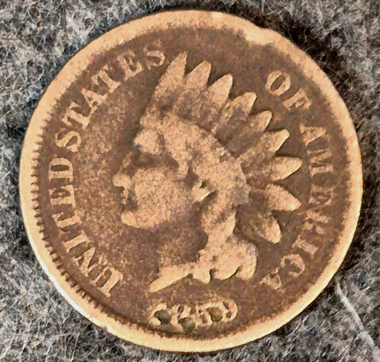 1859 Indian Head Cent First Year Good Features Laurel Wreath Reverse Coin Shown