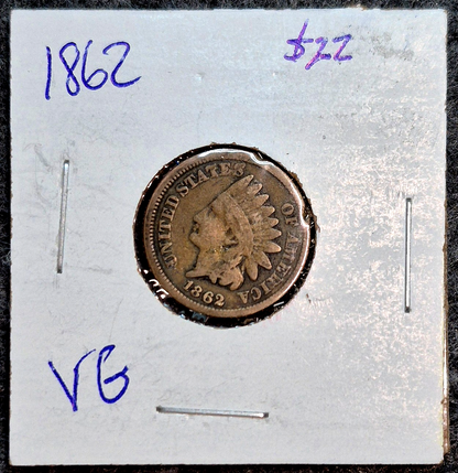1862 1C BN Indian Cent 2nd Variety Collectable G-VG Features Over 160 yrs Old 1C