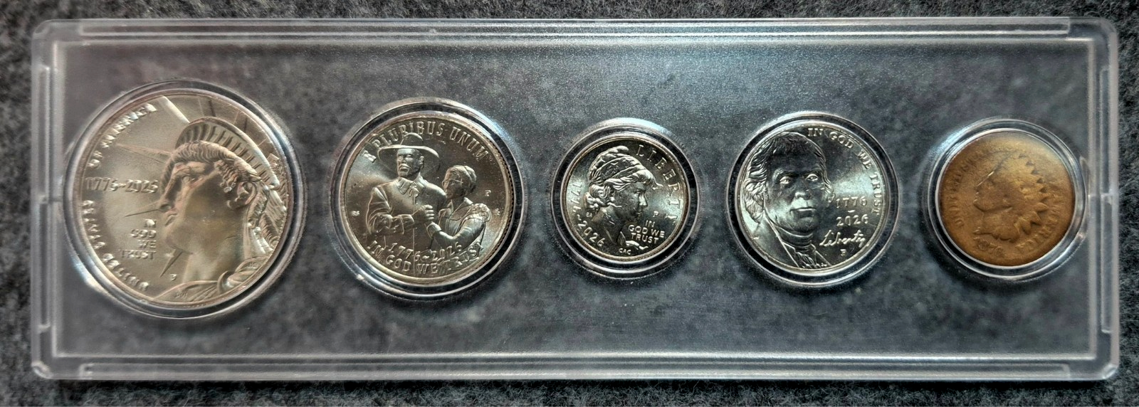 Unique 1776-2026 USA BU 4 Coin Set PLUS Centennial Era AG 1876 Indian Head Cent