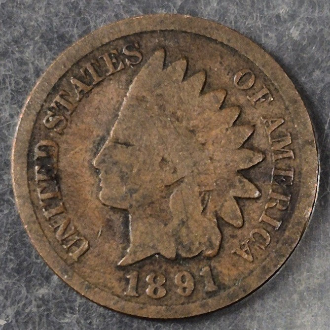 1891 Indian Head Cent Penny 1C VG Very Good Bronze Antique 19th Century US Coin