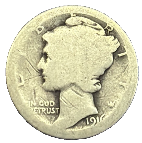 1916 Mercury Dime 90% Silver Coin AG Condition Album Filler 1st YEAR