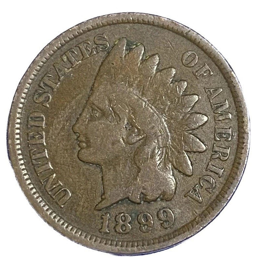 1899 Indian Head Cent Good - Very Good (G-VG) Average Circulated Condition Penny