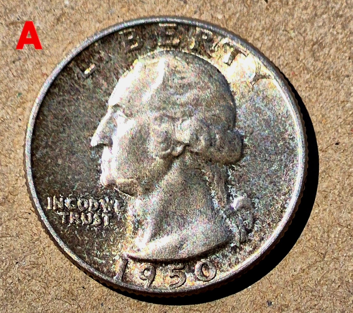 (2)1950-P GEM BU Washington End Coins OBW US Treas 90% Silver Quarter TONE ALERT
