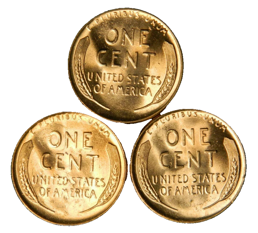 {3 Coin Set} BU Lincoln Wheat Cent Brilliant Uncirculated Penny ESTATE AUCTION