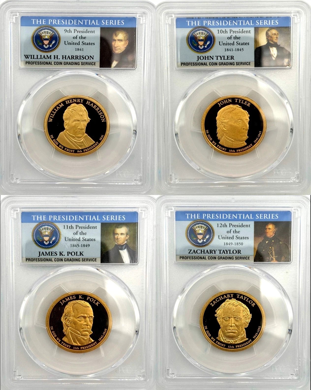 2009 S Presidential PCGS PR69DCAM 4 Coin Set PORTRAIT LABELS Beautiful Dollars