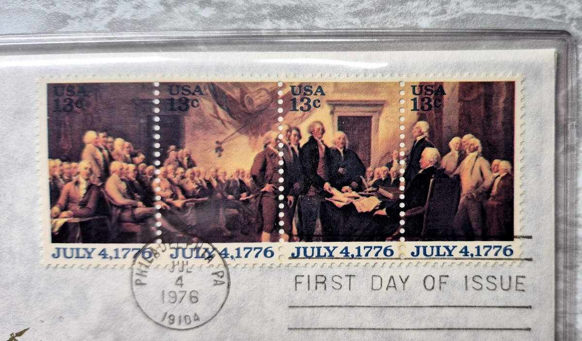 1976 Postmasters of America Declaration of Independence Sterling Proof Medal FDC