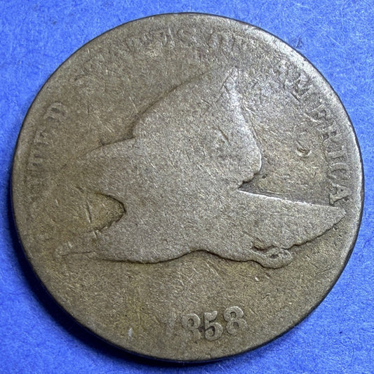 1858 Flying Eagle Cent 1C G Good 3-Year Type US Copper-Nickel Penny Antique