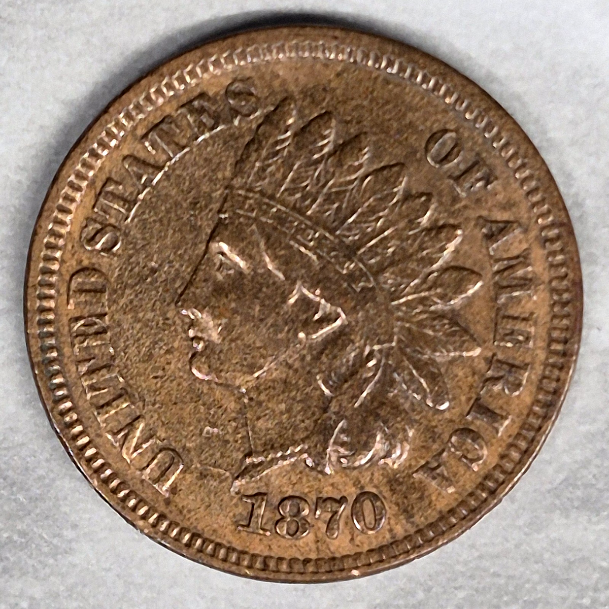 1870 Indian Head Cent Penny 1C AU About Uncirculated Semi Key Low Mintage Bronze