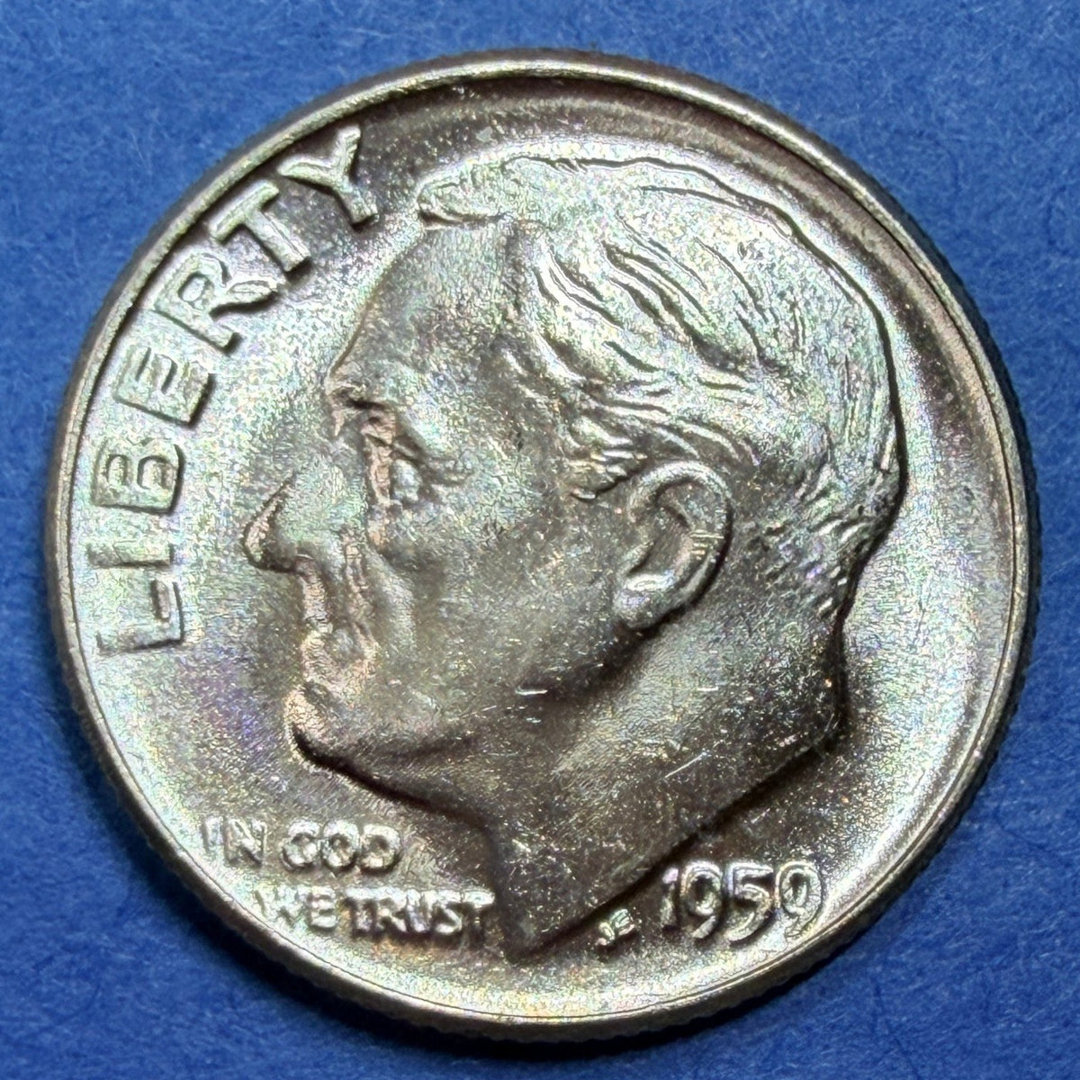 1959-D Roosevelt Dime 10C BU Uncirculated Toned 90% Silver Denver US Coin