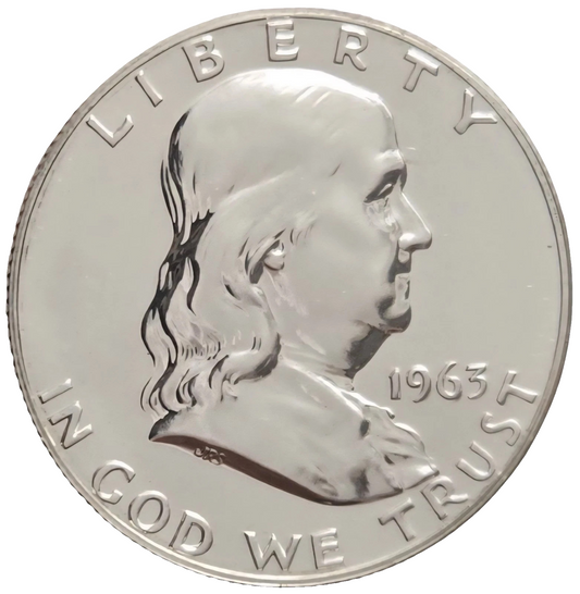 1963 CAMEO PROOF Franklin Half Dollar SUPERB Gem BU Sharp Strike 90% Silver Coin
