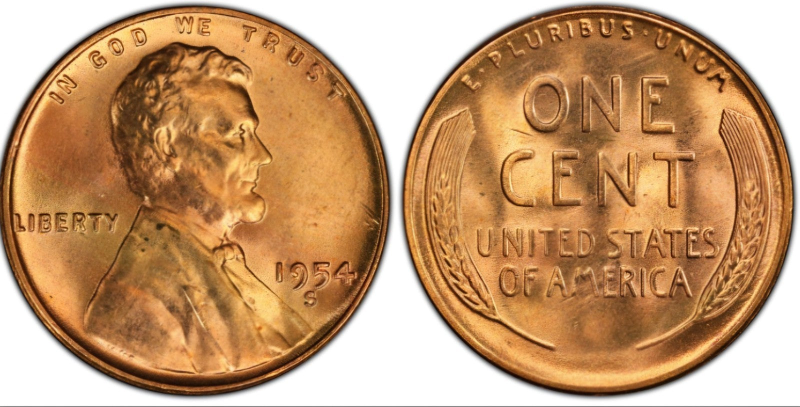 ✅ 1954-S Lincoln Wheat Cent Choice BU 1c BRILLIANT UNCIRCULATED From OBW Roll