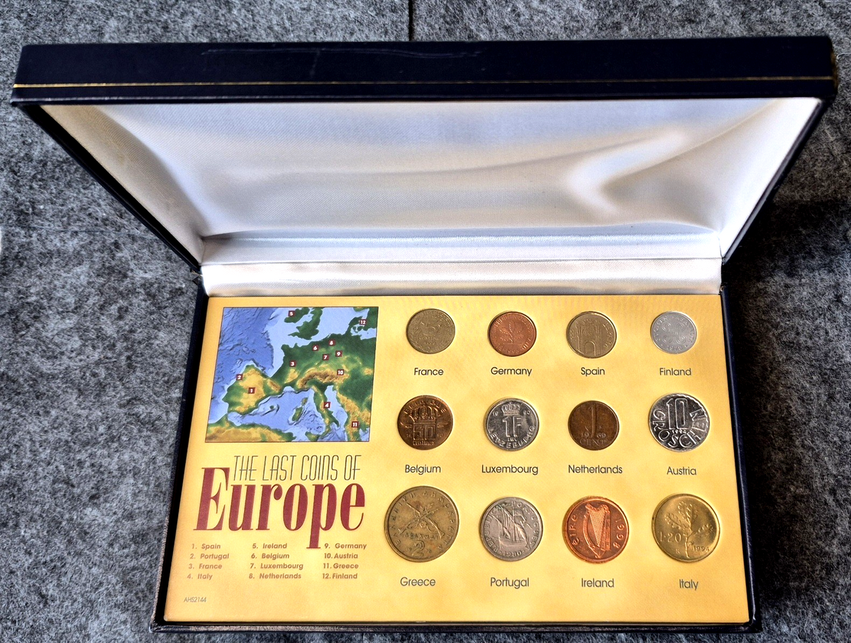 The Last Coins of Europe 12 Coin Set American Historic Society COA Box Pre-Euro