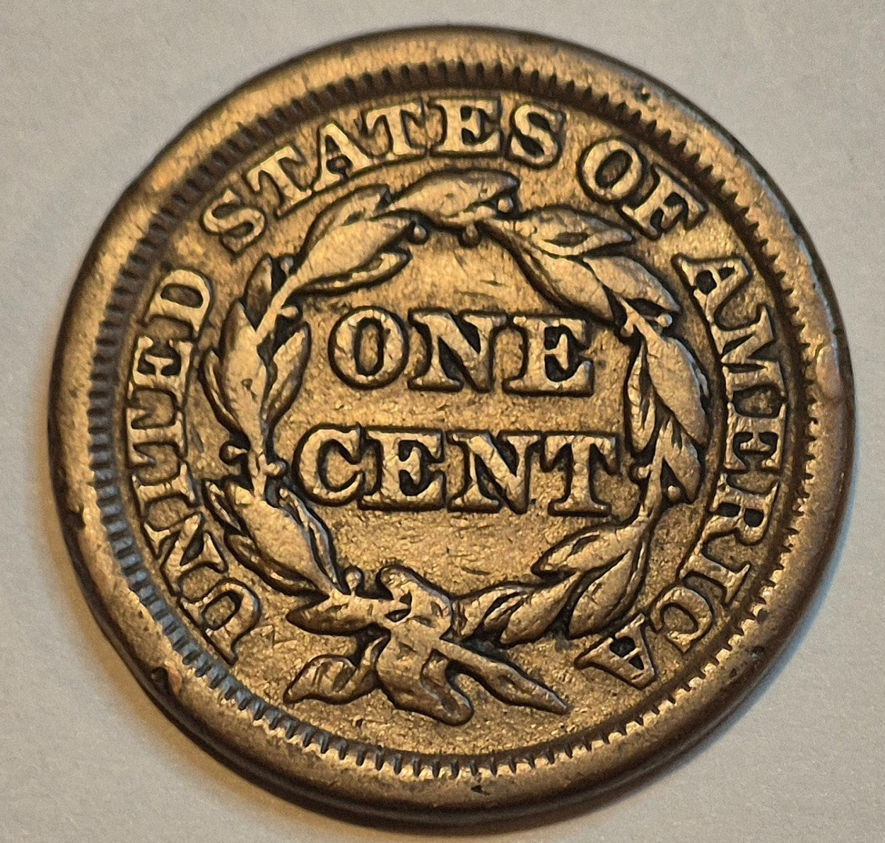 1848 1C BN Braided Hair Cent N1 R1 GSID 1138 VF+ Features