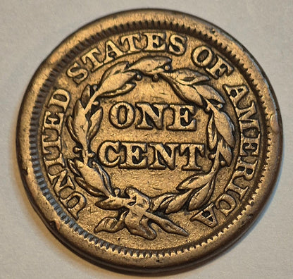 1848 1C BN Braided Hair Cent N1 R1 GSID 1138 VF+ Features