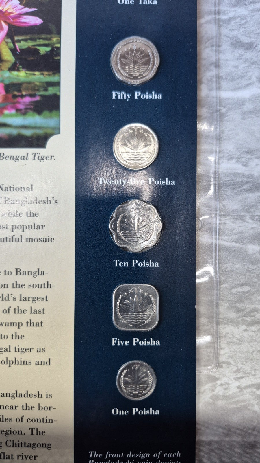 Bangladesh 8 Coin Set Sheet 1 5 10 25 50 Poisha 1 2 5 Taka Uncirculated Tiger